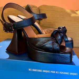 Metallic Fluevog Munster Platform Sandals